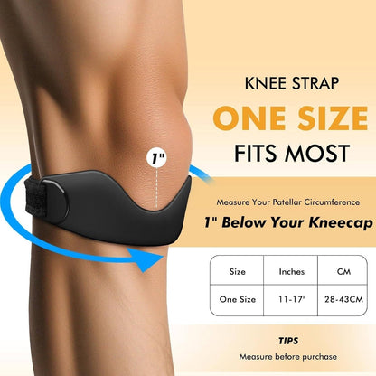 Knee Compression Strap with Silicone Padding and Non-Slip Grip, 2 Pack