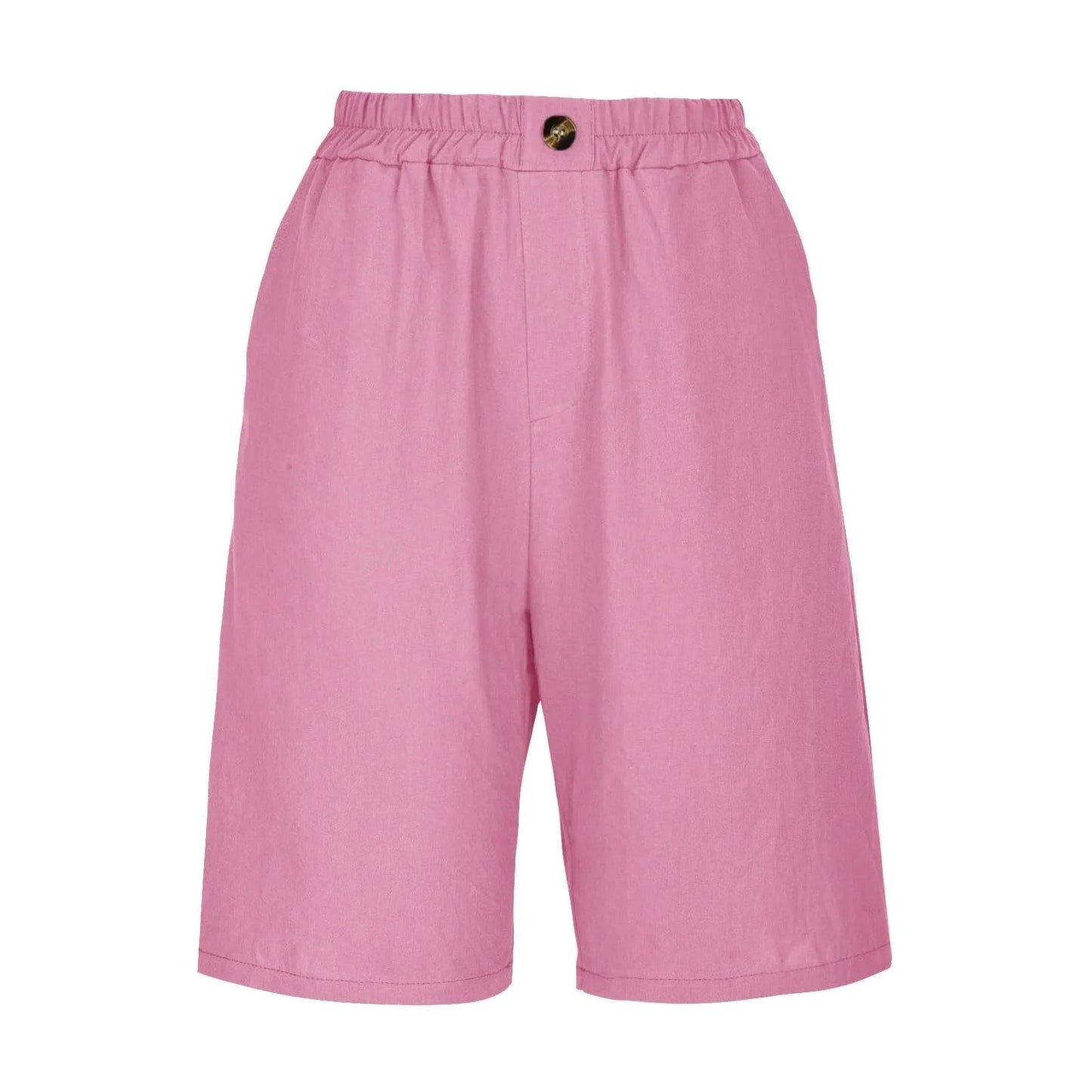 Women's Bermuda Shorts with Linen Cotton Blend and Deep Pockets