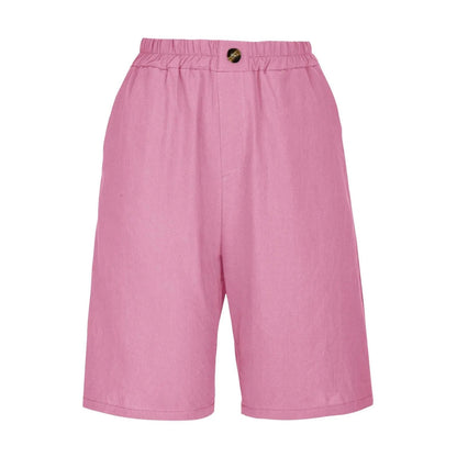 Women's Bermuda Shorts with Linen Cotton Blend and Deep Pockets