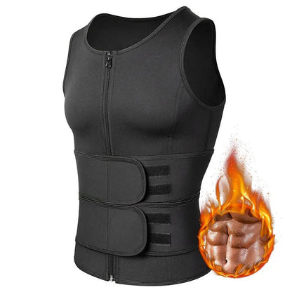 Men's Core Compression Training Vest with Dual Adjustable Waist Straps and Metal Zipper