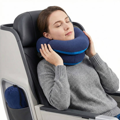 Adjustable Neck Pillow with Dual Fabric Shell and Three-Position Arms, Machine Washable