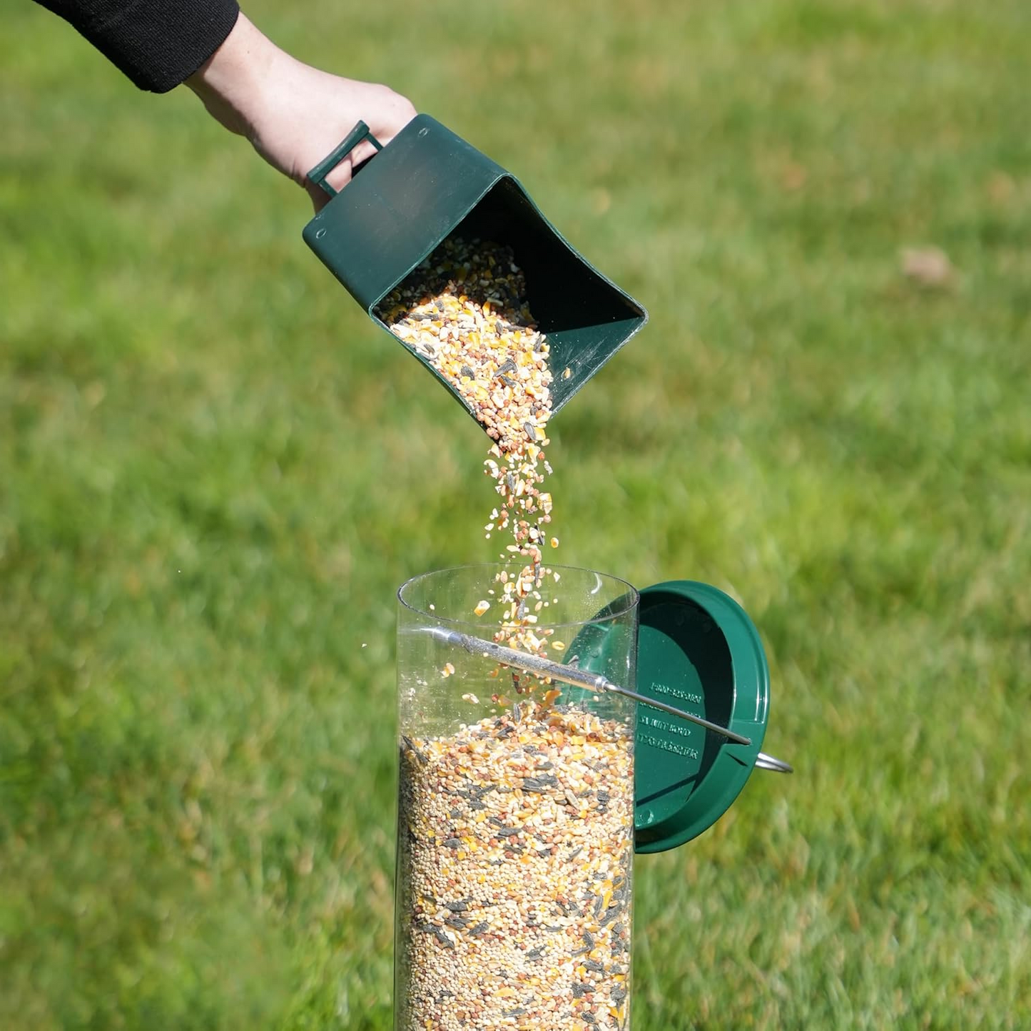 Rotating Perch Bird Feeder with Weight Activated Spin and Four Feeding Ports