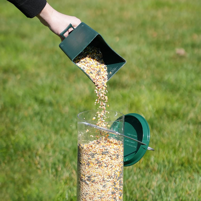 Rotating Perch Bird Feeder with Weight Activated Spin and Four Feeding Ports