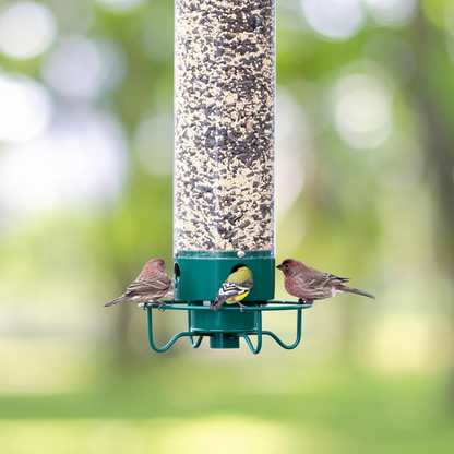 Rotating Perch Bird Feeder with Weight Activated Spin and Four Feeding Ports