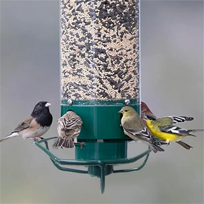Rotating Perch Bird Feeder with Weight Activated Spin and Four Feeding Ports