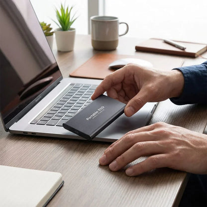 External SSD with High-Speed Data Transfer and Universal Compatibility, Ultra-Thin Design