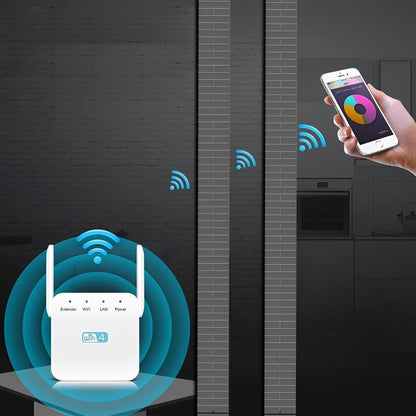Dual-Band WiFi Extender with High-Gain Antennas and Gigabit Ethernet Port