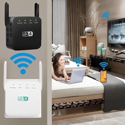 Dual-Band WiFi Extender with High-Gain Antennas and Gigabit Ethernet Port