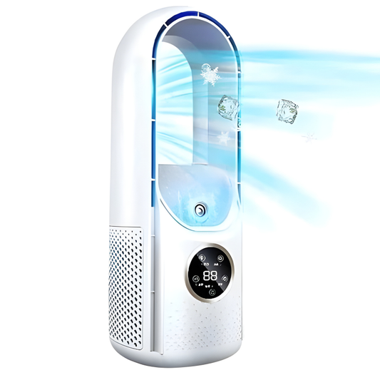 Bladeless Air Cooler with Refillable Cooling Pads and Adjustable Fan Speed