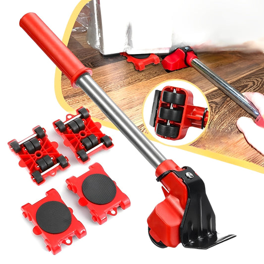 Heavy Furniture Roller and Lifter Set with 360-Degree Pads and Manual Bar