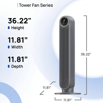 Quiet Tower Fan with 8 Speed Settings and 90 Degree Oscillation for Home and Office