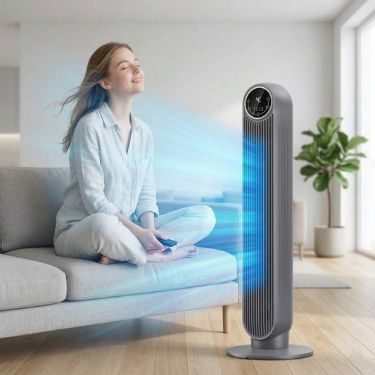Quiet Tower Fan with 8 Speed Settings and 90 Degree Oscillation for Home and Office