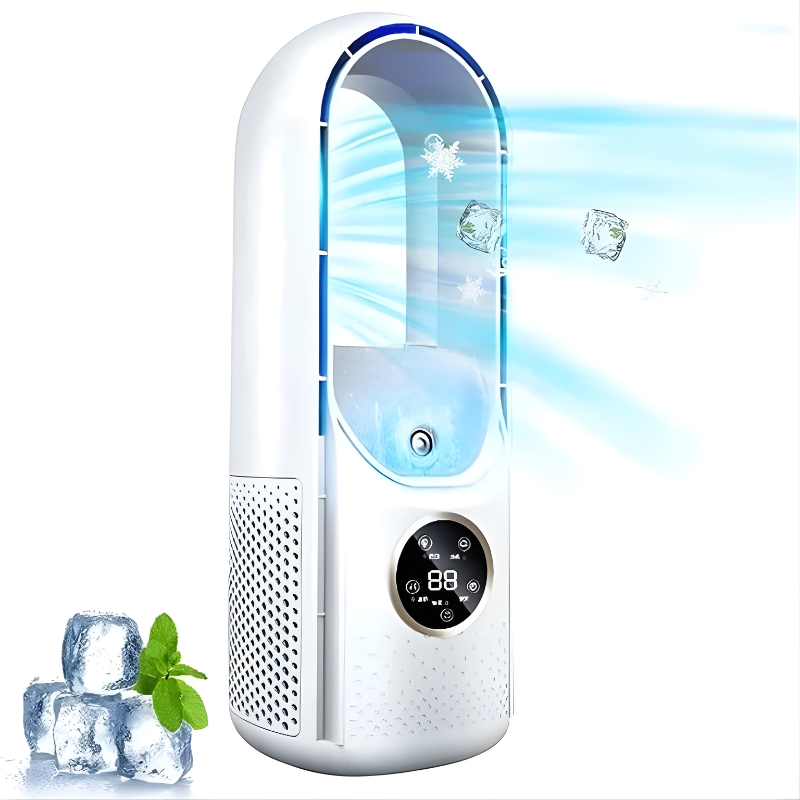Bladeless Air Cooler with Refillable Cooling Pads and Adjustable Fan Speed