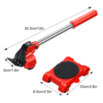 Heavy Furniture Roller and Lifter Set with 360-Degree Pads and Manual Bar
