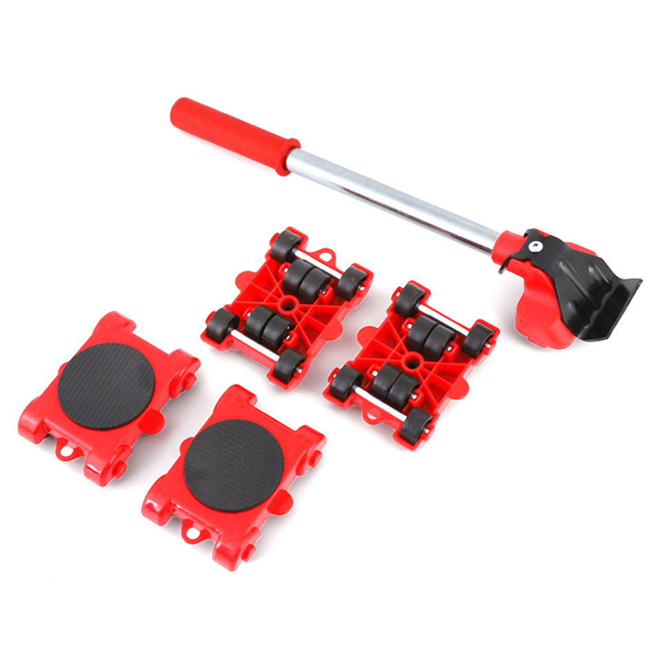Heavy Furniture Roller and Lifter Set with 360-Degree Pads and Manual Bar